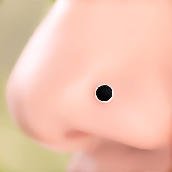 925 Sterling Silver 3mm Black Onyx Gemstone Nose Ring or Cartilage Stud Earring - Picture 2 of 11